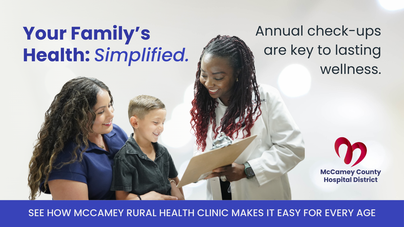 banner image promoting health simplified featuring a mom and son with a provider