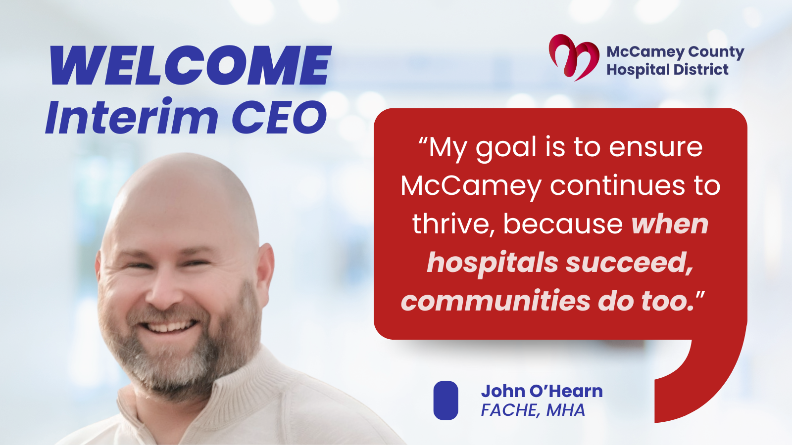 promotional message of interim CEO John O'Hearn