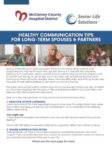 Image of flyer highlighting mental health therapy support for senior adults